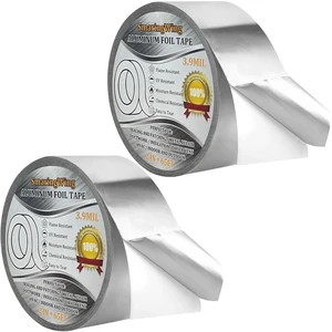 2PCS Premium Aluminum Foil Duct Tape, Silver Metal HVAC Tapes (2" x65Feet,3.9mil) with Adhesive Backing, High Temperature Heavy Duty Insulation Tape for Air Ductwork, Dryer Vents, Sealing & Patching 2PCS Premium Aluminum Foil Duct Tape, Silver Metal HVAC Tapes (2" x65Feet,3.9mil) with Adhesive Backing, High Temperature Heavy Duty Insulation Tape for Air Ductwork, Dryer Vents, Sealing & Patching