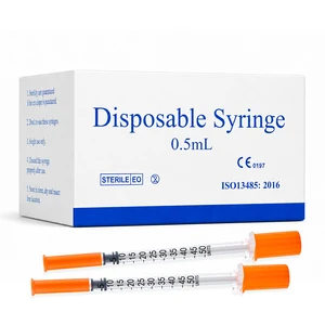 1/2ml/cc 29G Syringe 1/2" (12.7mm) needle, Disposable Individual Package Pack of 50 1/2ml/cc 29G Syringe 1/2" (12.7mm) needle, Disposable Individual Package Pack of 50