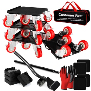 1,500 lb Capacity Furniture Dolly Set, 5.3-Inch Platforms, Red Carbon Steel Dollies Feature Five Quiet Wheels, Including Locking Casters, Plus a Pry Bar for Washers, Sofas and Cabinets 1,500 lb Capacity Furniture Dolly Set, 5.3-Inch Platforms, Red Carbon Steel Dollies Feature Five Quiet Wheels, Including Locking Casters, Plus a Pry Bar for Washers, Sofas and Cabinets
