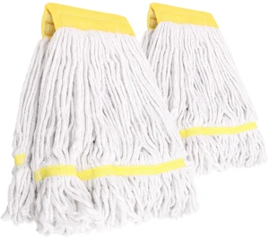 2 Pack Heavy Duty Mop Head Commercial Replacement,Industrial Heads Refill for Floor Cleaning,Wet Cotton Looped End String Heads,Yellow 2 Pack Heavy Duty Mop Head Commercial Replacement,Industrial Heads Refill for Floor Cleaning,Wet Cotton Looped End String Heads,Yellow