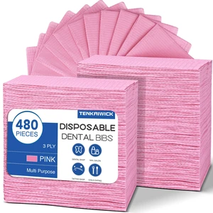 480 Pack Disposable Dental Bibs 13"x18", 3-Ply Waterproof Tattoo Bibs Sheet for Nail Salon, Dental Clinic, Feeding, Tattoo Shop (Pink) 480 Pack Disposable Dental Bibs 13"x18", 3-Ply Waterproof Tattoo Bibs Sheet for Nail Salon, Dental Clinic, Feeding, Tattoo Shop (Pink)