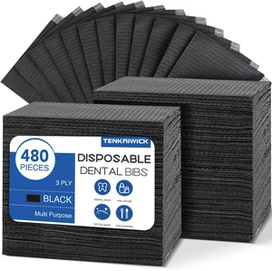 480 Pack Disposable Dental Bibs 13"x18", 3-Ply Waterproof Tattoo Bibs Sheet for Nail Salon, Dental Clinic, Feeding, Tattoo Shop (Black) 480 Pack Disposable Dental Bibs 13"x18", 3-Ply Waterproof Tattoo Bibs Sheet for Nail Salon, Dental Clinic, Feeding, Tattoo Shop (Black)