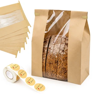 200 Pack Large Paper Sourdough Bread Bags with Tin Tie Tabs & 500 Stickers 14" X 8.3" X 3.5" Kraft Bags with Clear Window Bread Bags for Homemade Bread, Bakery Display, Cookies, Popcorn and Gifts 200 Pack Large Paper Sourdough Bread Bags with Tin Tie Tabs & 500 Stickers 14" X 8.3" X 3.5" Kraft Bags with Clear Window Bread Bags for Homemade Bread, Bakery Display, Cookies, Popcorn and Gifts