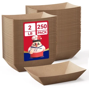 2lb Paper Food Trays, 250 Pack Disposable Paper Boat, Serving Boats for Gameday, Food Holder Trays for Snacks French Fries Nachos Hot Dog Tacos BBQ Party 2lb Paper Food Trays, 250 Pack Disposable Paper Boat, Serving Boats for Gameday, Food Holder Trays for Snacks French Fries Nachos Hot Dog Tacos BBQ Party