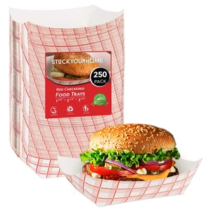 Large Paper Food Boats (250 Pack) 3 lb Disposable Red & White Checkered Paper Trays, Eco-Friendly Serving Boats for Concession Food, Condiments & Nachos, 5.75" x 3" Large Paper Food Boats (250 Pack) 3 lb Disposable Red & White Checkered Paper Trays, Eco-Friendly Serving Boats for Concession Food, Condiments & Nachos, 5.75" x 3"