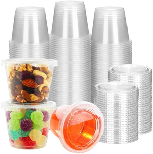 100 Sets - 5 oz Jello Shot Cups with Lids, Portion Cups, Clear Disposable Plastic Jello Shot Cups for Meal Prep, Salad Dressing, Soufflé, Portion Containers 100 Sets - 5 oz Jello Shot Cups with Lids, Portion Cups, Clear Disposable Plastic Jello Shot Cups for Meal Prep, Salad Dressing, Soufflé, Portion Containers