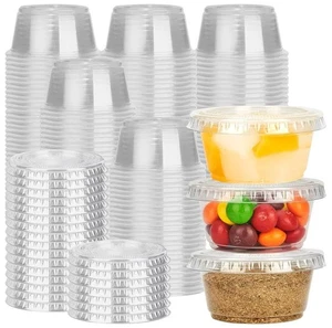 200 Sets - 2 oz Jello Shot Cups with Lids, Clear Disposable Plastic Cups for Meal Prep, Salad Dressing, Soufflé, Portion Containers 200 Sets - 2 oz Jello Shot Cups with Lids, Clear Disposable Plastic Cups for Meal Prep, Salad Dressing, Soufflé, Portion Containers