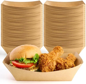 100 Pack 5 LB Extra Large Paper Food Trays Disposable, Kraft Paper, Nacho Trays, Food Boats, Party Serving Baskets, For Sandwiches Burgers Popcorns Snacks 100 Pack 5 LB Extra Large Paper Food Trays Disposable, Kraft Paper, Nacho Trays, Food Boats, Party Serving Baskets, For Sandwiches Burgers Popcorns Snacks