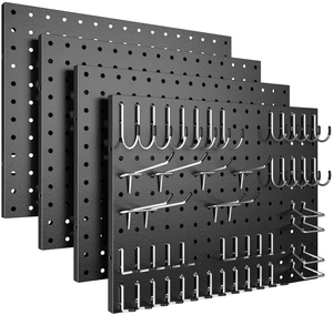 Peg Board, 4 Pack Metal Black Pegboard Panels with 50 Hooks Pegboards Wall Organizer, Heavy Duty Peg Board for Walls Home, Garage Tool Storage, Office Organization, Craft Room, Kitchen Peg Board, 4 Pack Metal Black Pegboard Panels with 50 Hooks Pegboards Wall Organizer, Heavy Duty Peg Board for Walls Home, Garage Tool Storage, Office Organization, Craft Room, Kitchen