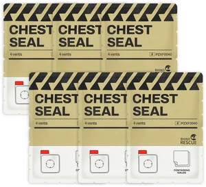 Vented Chest Seal, IFAK Refill First Aid Supplies (6 Count) Sterile Emergency Trauma Dressing, Occlusive Adhesive Pad Medical for Wound Care, Gunshot, Sucking Chest, HSA/FSA Approved Vented Chest Seal, IFAK Refill First Aid Supplies (6 Count) Sterile Emergency Trauma Dressing, Occlusive Adhesive Pad Medical for Wound Care, Gunshot, Sucking Chest, HSA/FSA Approved