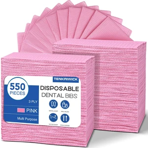 550 Pack Disposable Dental Bibs 13"x18", 3-Ply Waterproof Tattoo Bibs Sheet for Nail Salon, Dental Clinic, Feeding, Tattoo Shop (Pink) 550 Pack Disposable Dental Bibs 13"x18", 3-Ply Waterproof Tattoo Bibs Sheet for Nail Salon, Dental Clinic, Feeding, Tattoo Shop (Pink)