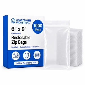 6 X 9 (1000 Count) 2 Mil Clear Reclosable Zip Plastic Poly Bags with Resealable Lock Seal Zipper 6 X 9 (1000 Count) 2 Mil Clear Reclosable Zip Plastic Poly Bags with Resealable Lock Seal Zipper