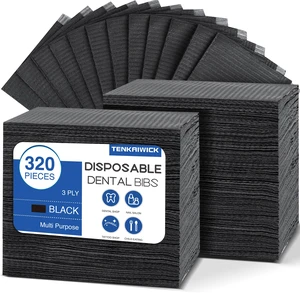 320 Pack Disposable Dental Bibs 13"x18", 3-Ply Waterproof Tattoo Bibs Sheet for Nail Salon, Dental Clinic, Feeding, Tattoo Shop (Black) 320 Pack Disposable Dental Bibs 13"x18", 3-Ply Waterproof Tattoo Bibs Sheet for Nail Salon, Dental Clinic, Feeding, Tattoo Shop (Black)