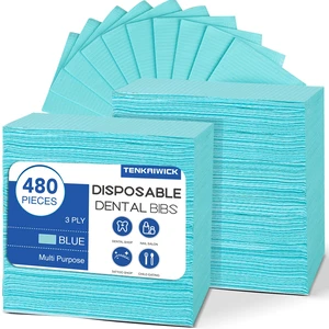 480 Pack Disposable Dental Bibs 13"x18", 3-Ply Waterproof Tattoo Bibs Sheet for Nail Salon, Dental Clinic, Feeding, Tattoo Shop (Blue) 480 Pack Disposable Dental Bibs 13"x18", 3-Ply Waterproof Tattoo Bibs Sheet for Nail Salon, Dental Clinic, Feeding, Tattoo Shop (Blue)