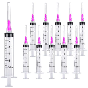 100 Pack 10ml 18Ga Plastic Syringe with Measurement for Scientific Labs and Industrial Dispensing, Disposable Individually Wrapped (100, 10ml-18Ga) 100 Pack 10ml 18Ga Plastic Syringe with Measurement for Scientific Labs and Industrial Dispensing, Disposable Individually Wrapped (100, 10ml-18Ga)