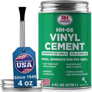 HH-66 Vinyl Cement 4 oz - Waterproof PVC & Vinyl Glue for Pools, Tarps Flexible waterproof bond, dries clear, for vinyl, PVC and canvas, pool liners, inflatables, tarps, boat seats HH-66 Vinyl Cement 4 oz - Waterproof PVC & Vinyl Glue for Pools, Tarps Flexible waterproof bond, dries clear, for vinyl, PVC and canvas, pool liners, inflatables, tarps, boat seats
