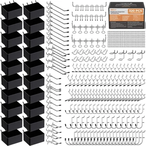 320PCS Pegboard Accessories Organizer Kit with Peg Borad Hooks & Bins Peg Board Hooks Assortment, For Organizing Various Tools, Fit 1/8 or 1/4 inch Pegboard, For Garage Hanging & Storage Tools 320PCS Pegboard Accessories Organizer Kit with Peg Borad Hooks & Bins Peg Board Hooks Assortment, For Organizing Various Tools, Fit 1/8 or 1/4 inch Pegboard, For Garage Hanging & Storage Tools