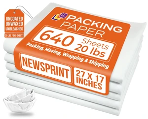White Bulk Packing Paper Sheets for Moving | 640 sheets | 27" x 17" | 20 lb | Twin Pack Newsprint Wrapping Paper Sheets - Must Have in Your Moving Supplies, Packing Materials, Moving Paper Wrap White Bulk Packing Paper Sheets for Moving | 640 sheets | 27" x 17" | 20 lb | Twin Pack Newsprint Wrapping Paper Sheets - Must Have in Your Moving Supplies, Packing Materials, Moving Paper Wrap