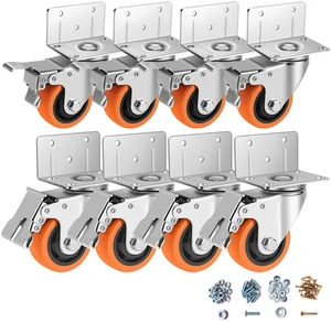 Caster Wheels,3 Inch L-Shaped Casters Set of 4 Heavy Duty for Furniture Industrial Casters with Brake Polyurethane Wheels, Locking Caster Wheels for Workbench Pack of 8 Caster Wheels,3 Inch L-Shaped Casters Set of 4 Heavy Duty for Furniture Industrial Casters with Brake Polyurethane Wheels, Locking Caster Wheels for Workbench Pack of 8