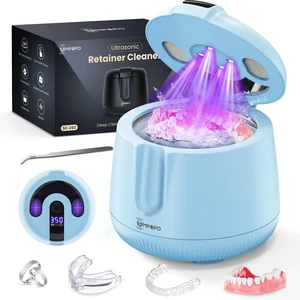 Ultrasonic Retainer Cleaner Machine 48kHz, Dental Ultrasonic Care Cleaner Ultrasonic Retainer Cleaner for Dentures, Aligners, Mouth Guards, Toothbrush Heads and Jewelry with 200ML Capacity Ultrasonic Retainer Cleaner Machine 48kHz, Dental Ultrasonic Care Cleaner Ultrasonic Retainer Cleaner for Dentures, Aligners, Mouth Guards, Toothbrush Heads and Jewelry with 200ML Capacity