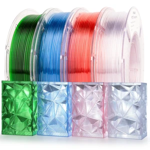 Rapid PETG Transparent 3D Printer Filament 1.75mm +/-0.02mm,500mm/s High Speed Strong Toughness Multicolor Bundle Sky Blue/Green/Transparent/Pink 250gx4 Rapid PETG Transparent 3D Printer Filament 1.75mm +/-0.02mm,500mm/s High Speed Strong Toughness Multicolor Bundle Sky Blue/Green/Transparent/Pink 250gx4