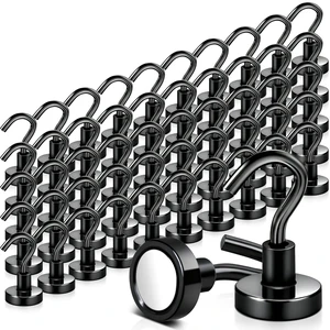 50 Pack Magnetic Hooks Heavy Duty, Strong Magnet Hooks for Cruise Refrigerator, Neodymium Magnets with Hooks for Grill Hanging Kitchen Tool Storage, Black 50 Pack Magnetic Hooks Heavy Duty, Strong Magnet Hooks for Cruise Refrigerator, Neodymium Magnets with Hooks for Grill Hanging Kitchen Tool Storage, Black