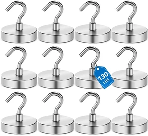 Magnetic Hooks for Cruise Cabins, 130LBS, 12Pack Classroom Metal Key Holder Hanging Ship Door Decorations Heavy Duty Neodymium Locker Accessories Fridge Refrigerator, Silver Magnetic Hooks for Cruise Cabins, 130LBS, 12Pack Classroom Metal Key Holder Hanging Ship Door Decorations Heavy Duty Neodymium Locker Accessories Fridge Refrigerator, Silver
