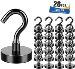 28Pcs Magnetic Hooks Strong Cruise Cabin Ship Essentials 30LBS Black Cruise Essentials Neodymium Heavy Duty Magnets with Hooks for Hanging Magnetic Hanger for Fridge Toolbox Storage 28Pcs Magnetic Hooks Strong Cruise Cabin Ship Essentials 30LBS Black Cruise Essentials Neodymium Heavy Duty Magnets with Hooks for Hanging Magnetic Hanger for Fridge Toolbox Storage