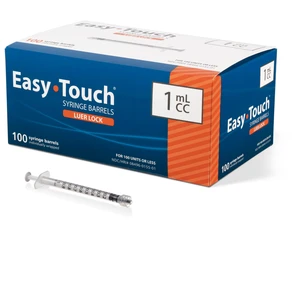 EasyTouch Luer-Lock Syringe Barrel, 1ML Syringe, Pack of 100 EasyTouch Luer-Lock Syringe Barrel, 1ML Syringe, Pack of 100