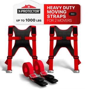 Moving Straps - 2 Pairs - Red Lifting Straps for 2 Movers Move Furniture Easily and Safely - Perfect for Lifting & Moving Heavy Objects (Adjustable Length 50-118, with Back Support) Moving Straps - 2 Pairs - Red Lifting Straps for 2 Movers Move Furniture Easily and Safely - Perfect for Lifting & Moving Heavy Objects (Adjustable Length 50-118, with Back Support)