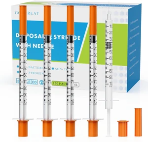 U-100 1cc with 30G 1/2 Inch Syringes, Individually Packed, 100PCS U-100 1cc with 30G 1/2 Inch Syringes, Individually Packed, 100PCS