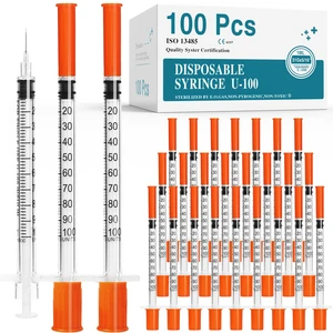 U-100 syringes with needle - 1ml 31G (31 gauge) 5/16 inch syringe with needles scale in 100 units, 1 ml / 1cc Pack of 100 (100Pack) U-100 syringes with needle - 1ml 31G (31 gauge) 5/16 inch syringe with needles scale in 100 units, 1 ml / 1cc Pack of 100 (100Pack)