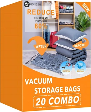 Vacuum Storage Bags for Clothing, 20-Piece Set 4 Jumbo, 4 Large, 4 Medium, 4 Small and 4 Roll-Up Bags; Great for Clothes, Bedding, Closets, Travel and Seasonal Organization Vacuum Storage Bags for Clothing, 20-Piece Set 4 Jumbo, 4 Large, 4 Medium, 4 Small and 4 Roll-Up Bags; Great for Clothes, Bedding, Closets, Travel and Seasonal Organization