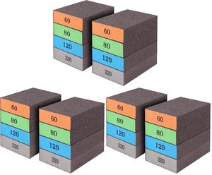 24-Pack Sanding Sponge, Four Grits Per Pack 60/80/120/220, Washable and Reusable Handmade Sandpaper Block, Drywall Sandpaper Blocks for Wooden Drywall Sheetrock and Metal Glazing 24-Pack Sanding Sponge, Four Grits Per Pack 60/80/120/220, Washable and Reusable Handmade Sandpaper Block, Drywall Sandpaper Blocks for Wooden Drywall Sheetrock and Metal Glazing