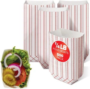 Paper Food Boats (500 Pack).25 Lb Disposable Red & White Checkered Trays, Eco Friendly Boat, Serving Boats for Concession Food & Condiments, Nacho Serving Dish Paper Food Boats (500 Pack).25 Lb Disposable Red & White Checkered Trays, Eco Friendly Boat, Serving Boats for Concession Food & Condiments, Nacho Serving Dish