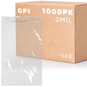 5 x 8 inches, 2Mil Clear Reclosable Zip Bags, case of 1,000 Brand 5 x 8 inches, 2Mil Clear Reclosable Zip Bags, case of 1,000 Brand