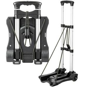 Small Folding Hand Truck Dolly with 2 Wheels, Foldable Luggage Cart Lightweight Aluminum Collapsible Cart Portable Dolly for Airport Travel Moving Use Small Folding Hand Truck Dolly with 2 Wheels, Foldable Luggage Cart Lightweight Aluminum Collapsible Cart Portable Dolly for Airport Travel Moving Use