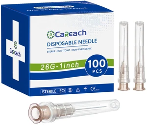100pcs 26Gauge 1inch Luer Lock Refilling Inks, Individually Wrapped 100pcs 26Gauge 1inch Luer Lock Refilling Inks, Individually Wrapped