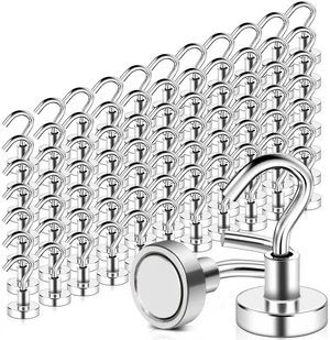 100 Pack Magnetic Hooks Heavy Duty 25 lbs Strong Rare Earth Magnet Hooks for Hanging, Refrigerator, Neodymium Magnets with Hooks for Grill Kitchen Tool Storage 100 Pack Magnetic Hooks Heavy Duty 25 lbs Strong Rare Earth Magnet Hooks for Hanging, Refrigerator, Neodymium Magnets with Hooks for Grill Kitchen Tool Storage