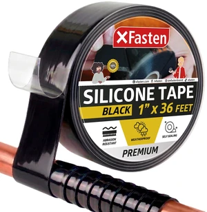 Self Fusing Silicone Tape Waterproof 1" x 36 Feet Black, Self Amalgamating Tape, Silicone Rubber for Plumbing, Sealing Pipes, Hose Repair, Outdoor Coax and Electrical Cables Weatherproof Self Fusing Silicone Tape Waterproof 1" x 36 Feet Black, Self Amalgamating Tape, Silicone Rubber for Plumbing, Sealing Pipes, Hose Repair, Outdoor Coax and Electrical Cables Weatherproof