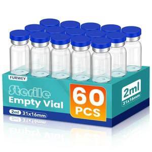 2ML Sterile Vials, Glass Empty Vials for Injection, 60 Pack Sterile Vials with Self Healing Injection Port and Sealing Cap, Glass Sterile Vials for Injections 2ML Sterile Vials, Glass Empty Vials for Injection, 60 Pack Sterile Vials with Self Healing Injection Port and Sealing Cap, Glass Sterile Vials for Injections
