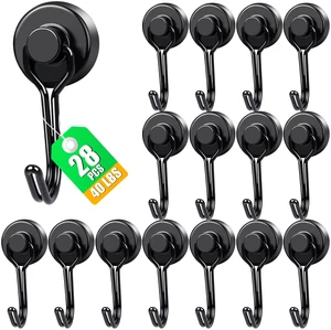 Magnetic Hooks 28 Pack 40Lbs Heavy Duty Neodymium Magnet Hook Black Magnetic Swivel Hooks for Hanging Rust Proof Strong Magnets with Hook for Storage Magnetic Hooks 28 Pack 40Lbs Heavy Duty Neodymium Magnet Hook Black Magnetic Swivel Hooks for Hanging Rust Proof Strong Magnets with Hook for Storage