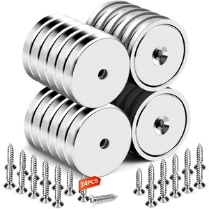 Magnets with Countersunk Hole,1.26 Inch 110LBS 24 Pack Heavy Duty Magnet Rare Earth Neodymium Strong Round Base Cup and Stainless Screws for Refrigerator,Office,Craft Magnets with Countersunk Hole,1.26 Inch 110LBS 24 Pack Heavy Duty Magnet Rare Earth Neodymium Strong Round Base Cup and Stainless Screws for Refrigerator,Office,Craft
