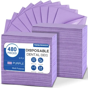 480 Pack Disposable Dental Bibs 13"x18", 3-Ply Waterproof Tattoo Bibs Sheet for Nail Salon, Dental Clinic, Feeding, Tattoo Shop (Purple) 480 Pack Disposable Dental Bibs 13"x18", 3-Ply Waterproof Tattoo Bibs Sheet for Nail Salon, Dental Clinic, Feeding, Tattoo Shop (Purple)
