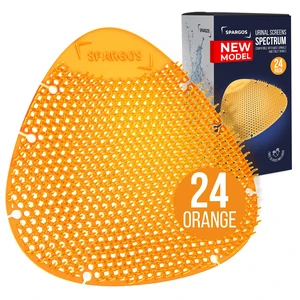 Urinal Screen Deodorizer, 24 Pack Orange Cakes 24 anti-splash urinal cakes, orange spectrum, 3D wave. Odor control for office, stadium, school restrooms. Gloves incl Urinal Screen Deodorizer, 24 Pack Orange Cakes 24 anti-splash urinal cakes, orange spectrum, 3D wave. Odor control for office, stadium, school restrooms. Gloves incl