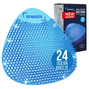 Urinal Screen Deodorizer, 24 Pack Blue Cakes 24 anti-splash urinal cakes, blue spectrum, 3D wave. Odor control for office, stadium, school restrooms. Gloves incl Urinal Screen Deodorizer, 24 Pack Blue Cakes 24 anti-splash urinal cakes, blue spectrum, 3D wave. Odor control for office, stadium, school restrooms. Gloves incl