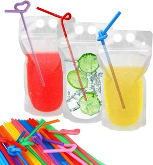 200 Pcs Drink Pouches with 200 Straw Holes Freezable Juice Pouch Translucent Reclosable Zipper Plastic Pouches Drink Bags for Cold & Hot Drinks for Adults and Kids 200 Pcs Drink Pouches with 200 Straw Holes Freezable Juice Pouch Translucent Reclosable Zipper Plastic Pouches Drink Bags for Cold & Hot Drinks for Adults and Kids