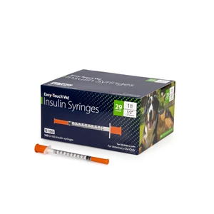 EasyTouch U-100 Pet Insulin Syringes (29G 1.0cc 1/2") - 100 ct. Compatible with U-100 Insulin, 100 Unit Capacity, 1/2" Needle Length, Half-Unit Markings, Box of 100 EasyTouch U-100 Pet Insulin Syringes (29G 1.0cc 1/2") - 100 ct. Compatible with U-100 Insulin, 100 Unit Capacity, 1/2" Needle Length, Half-Unit Markings, Box of 100