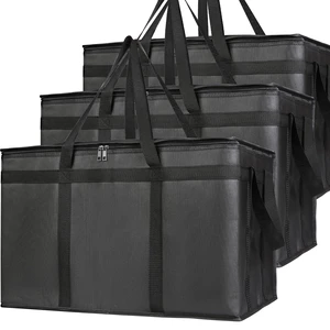 3 Pack Insulated Food Delivery Bags, XXXL Catering Cooler Bag Black Keeps food hot or frozen for grocery shopping, catering, pizza and rideshare delivery; great for travel and car trips 3 Pack Insulated Food Delivery Bags, XXXL Catering Cooler Bag Black Keeps food hot or frozen for grocery shopping, catering, pizza and rideshare delivery; great for travel and car trips