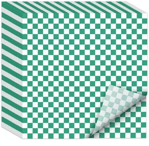 12 x 12" Grease Resistant Deli Paper Precut Sheets, 1000 Pcs Green & White Checker, Food Basket Liners, Sandwich Wrapping Paper, for Deli Food, BBQ, Picnic, Party 12 x 12" Grease Resistant Deli Paper Precut Sheets, 1000 Pcs Green & White Checker, Food Basket Liners, Sandwich Wrapping Paper, for Deli Food, BBQ, Picnic, Party